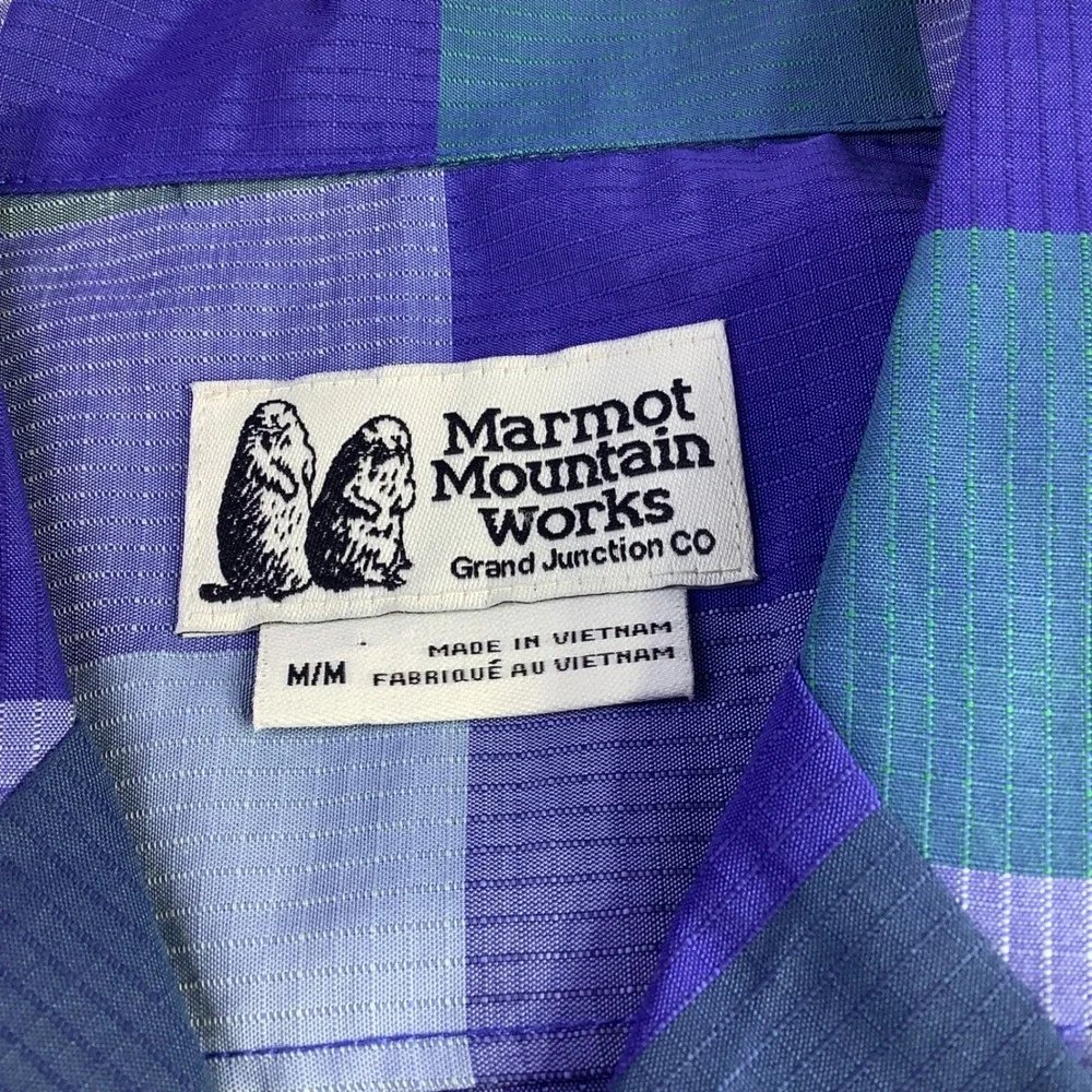 Marmot Muir Camp Novelty SS Shirt M Trail‎ Blue Charlie Plaid Short Sleeve NWT